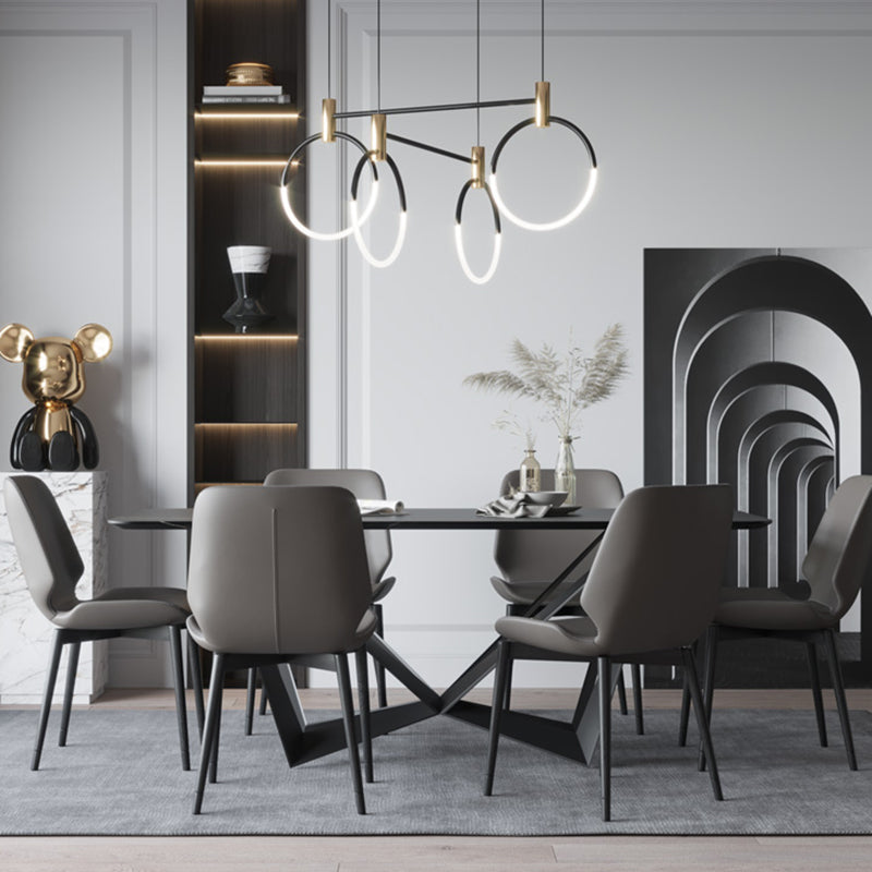 Rectangle Dining Table Set 1/2/7 Pcs Sintered Stone Table with Wingback Chairs Clearhalo 'Dining Room Sets' 'Dining Tables & Seating' 'dining_room_set' 'furn' 'furn_dining_room_set' 'Furniture' 'Kitchen & Dining Furniture' 5725112