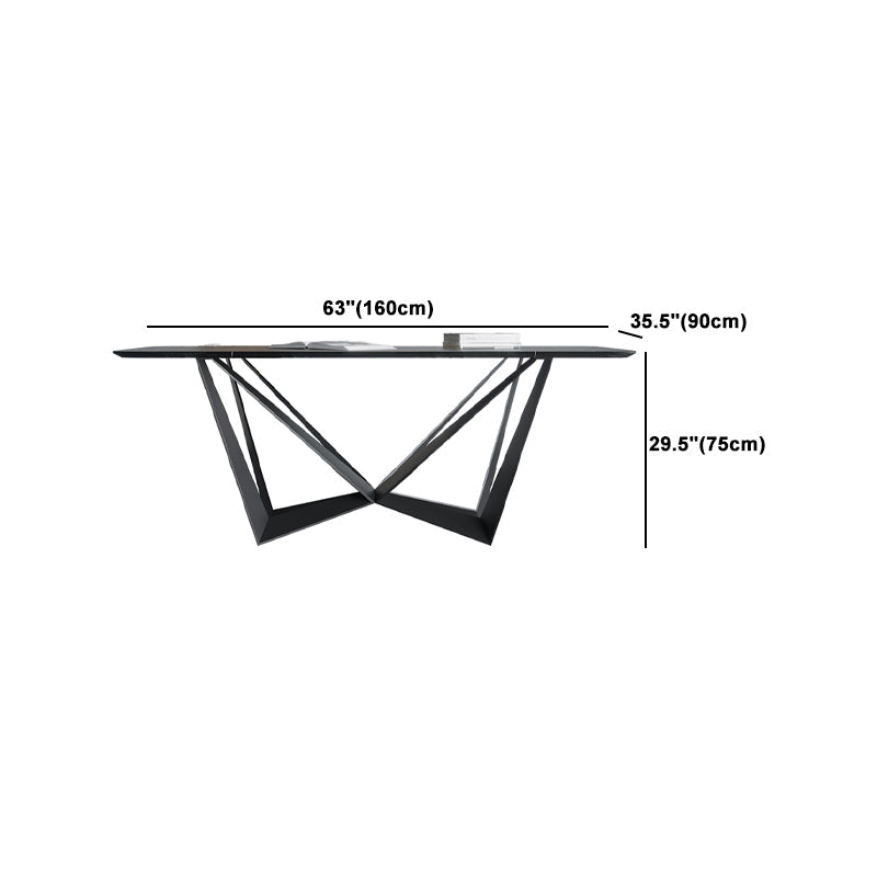 Rectangle Dining Table Set 1/2/7 Pcs Sintered Stone Table with Wingback Chairs Clearhalo 'Dining Room Sets' 'Dining Tables & Seating' 'dining_room_set' 'furn' 'furn_dining_room_set' 'Furniture' 'Kitchen & Dining Furniture' 5725114