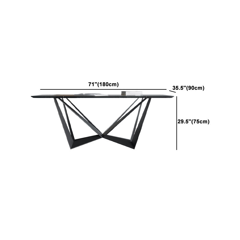 Rectangle Dining Table Set 1/2/7 Pcs Sintered Stone Table with Wingback Chairs Clearhalo 'Dining Room Sets' 'Dining Tables & Seating' 'dining_room_set' 'furn' 'furn_dining_room_set' 'Furniture' 'Kitchen & Dining Furniture' 5725115