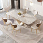 Juego de comedor de piedra sinterizada 1/4/5/7/9 mesa de comedor rectangular con sillas tapizadas