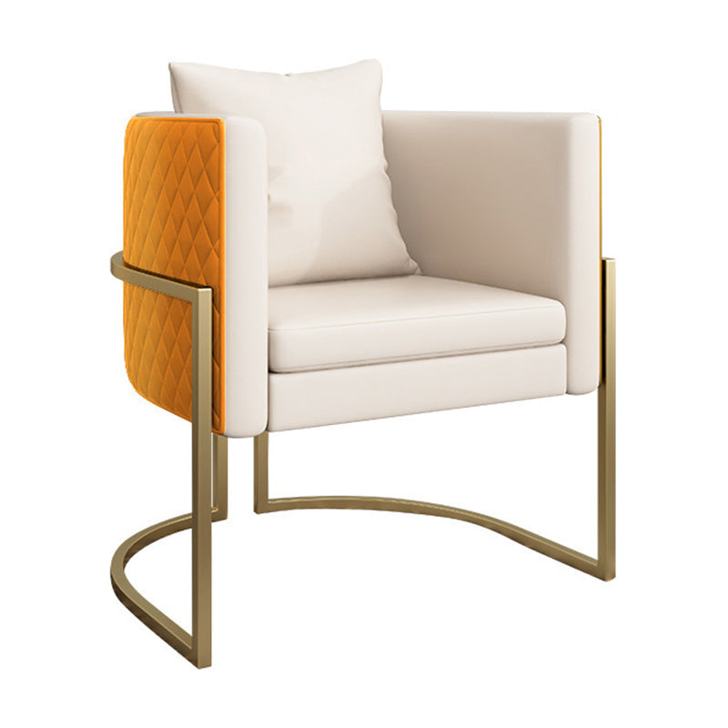 Glam Gold Steel Dining Set 1/5 Pieces Indoor Dining Furniture 1 Orange Chair Clearhalo 'Dining Room Sets' 'Dining Tables & Seating' 'dining_room_set' 'furn' 'furn_dining_room_set' 'Furniture' 'Kitchen & Dining Furniture' 5725157