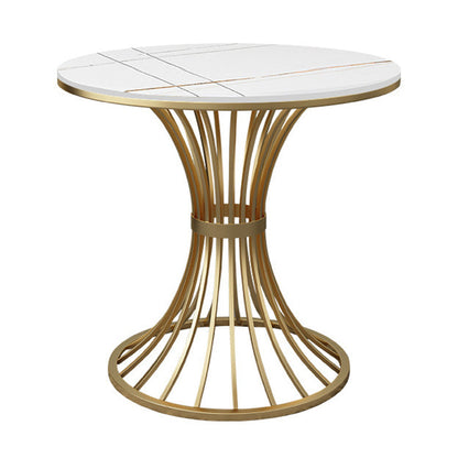 Glam Gold Steel Dining Set 1/5 Pieces Indoor Dining Furniture White 31"L x 31"W Clearhalo 'Dining Room Sets' 'Dining Tables & Seating' 'dining_room_set' 'furn' 'furn_dining_room_set' 'Furniture' 'Kitchen & Dining Furniture' 5725159