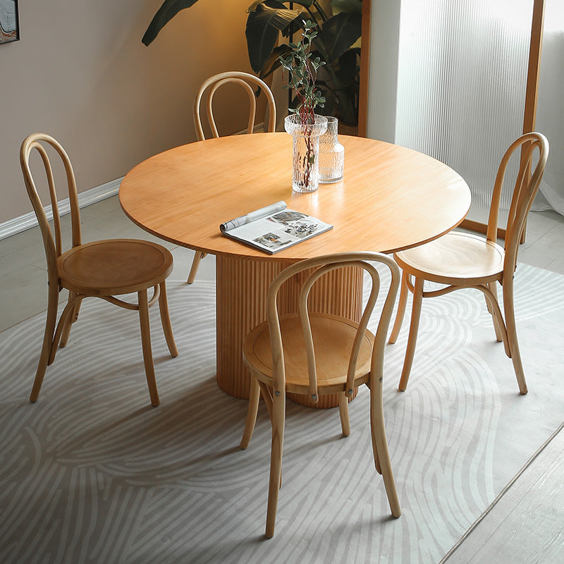 Contemporary Dining Set 1/2/5/7 Pcs Solid Wood Dining Table and Chairs 5 Pieces: Table, 4 Natural Chairs Clearhalo 'Dining Room Sets' 'Dining Tables & Seating' 'dining_room_set' 'furn' 'furn_dining_room_set' 'Furniture' 'Kitchen & Dining Furniture' 5725174