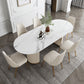 Nordic Glam Style Sintered Stone Oval Table Set 1/4/5/7 Pieces Dining Set 7 Pieces: Table, 6 Chairs Clearhalo 'Dining Room Sets' 'Dining Tables & Seating' 'dining_room_set' 'furn' 'furn_dining_room_set' 'Furniture' 'Kitchen & Dining Furniture' 5725260