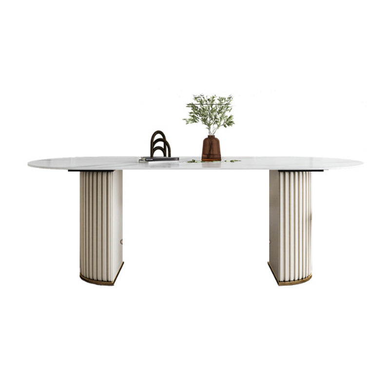 Nordic Glam Style Sintered Stone Oval Table Set 1/4/5/7 Pieces Dining Set Clearhalo 'Dining Room Sets' 'Dining Tables & Seating' 'dining_room_set' 'furn' 'furn_dining_room_set' 'Furniture' 'Kitchen & Dining Furniture' 5725262
