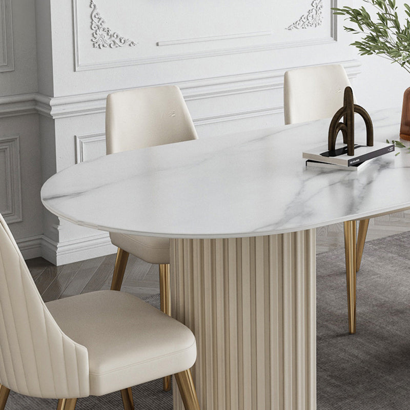 Nordic Glam Style Sintered Stone Oval Table Set 1/4/5/7 Pieces Dining Set Clearhalo 'Dining Room Sets' 'Dining Tables & Seating' 'dining_room_set' 'furn' 'furn_dining_room_set' 'Furniture' 'Kitchen & Dining Furniture' 5725263