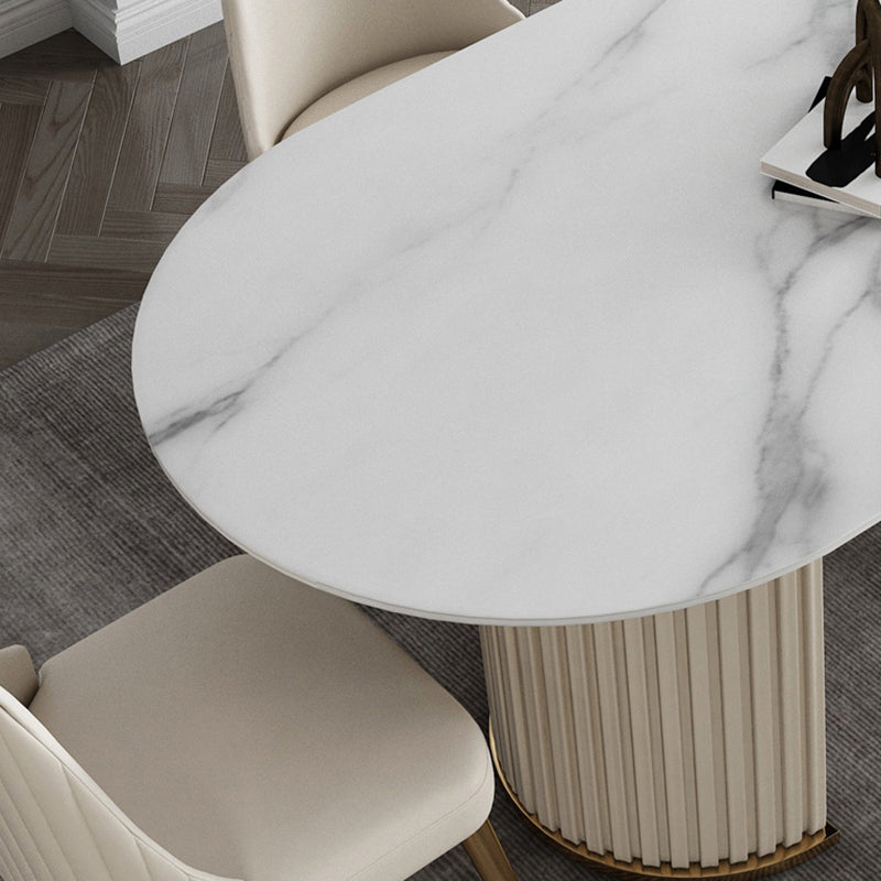 Nordic Glam Style Sintered Stone Oval Table Set 1/4/5/7 Pieces Dining Set Clearhalo 'Dining Room Sets' 'Dining Tables & Seating' 'dining_room_set' 'furn' 'furn_dining_room_set' 'Furniture' 'Kitchen & Dining Furniture' 5725264