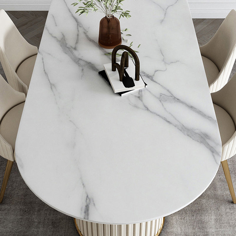 Nordic Glam Style Sintered Stone Oval Table Set 1/4/5/7 Pieces Dining Set Clearhalo 'Dining Room Sets' 'Dining Tables & Seating' 'dining_room_set' 'furn' 'furn_dining_room_set' 'Furniture' 'Kitchen & Dining Furniture' 5725265