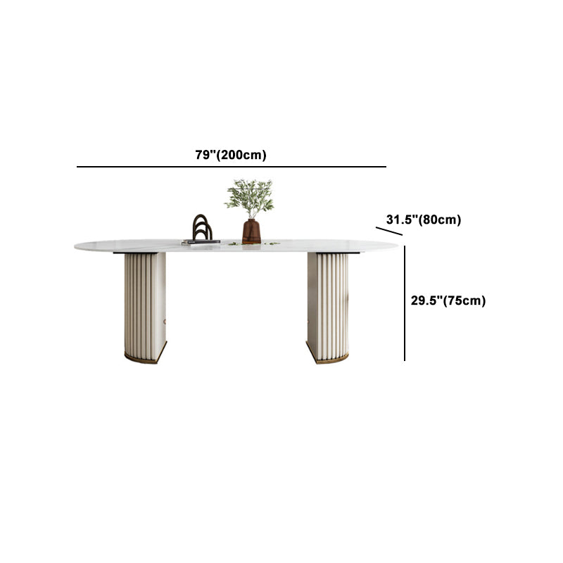 Nordic Glam Style Sintered Stone Oval Table Set 1/4/5/7 Pieces Dining Set Clearhalo 'Dining Room Sets' 'Dining Tables & Seating' 'dining_room_set' 'furn' 'furn_dining_room_set' 'Furniture' 'Kitchen & Dining Furniture' 5725271