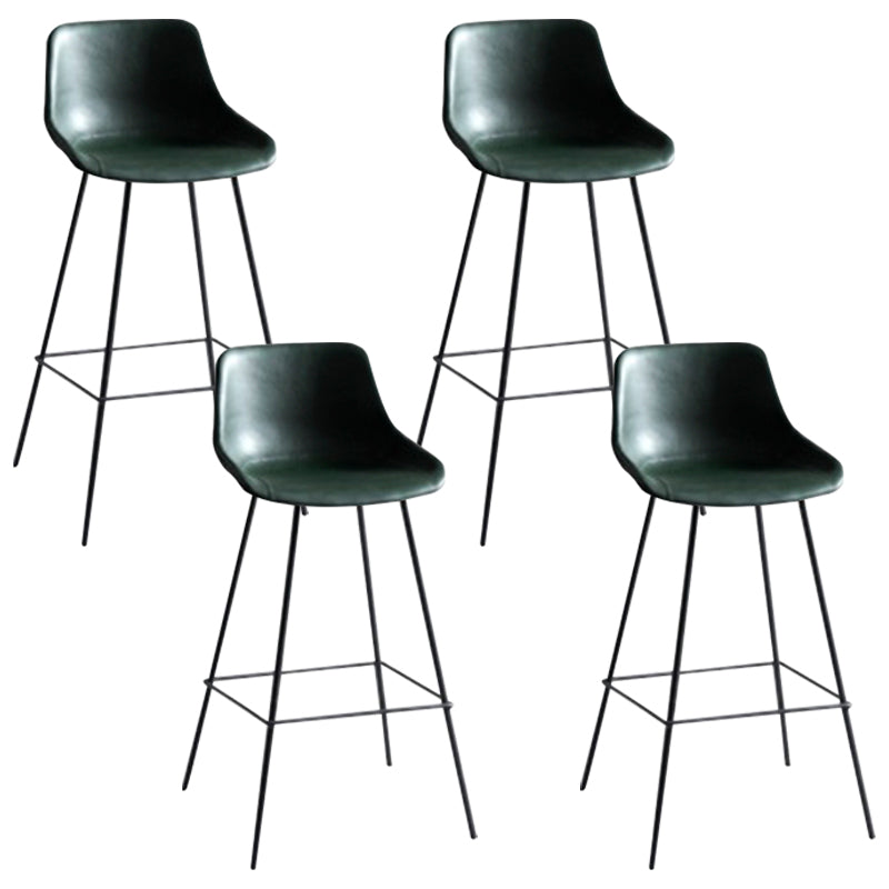 Industrial Bucket Leather Counter Bar Stool Footrest Counter Chair with Black Base Green 4 Piece Set Clearhalo 'Bar Furniture' 'Bar Stools' 'bar_stools' 'furn' 'furn_bar_stools' 'Furniture' 'Kitchen & Dining Furniture' 5725276
