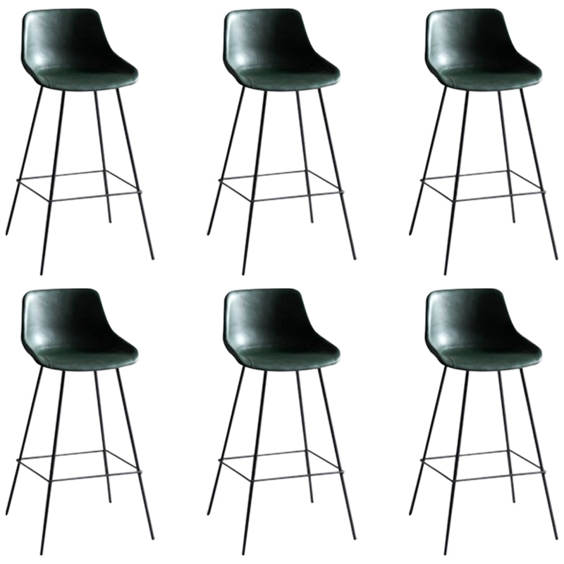 Industrial Bucket Leather Counter Bar Stool Footrest Counter Chair with Black Base Green 6 Piece Set Clearhalo 'Bar Furniture' 'Bar Stools' 'bar_stools' 'furn' 'furn_bar_stools' 'Furniture' 'Kitchen & Dining Furniture' 5725278