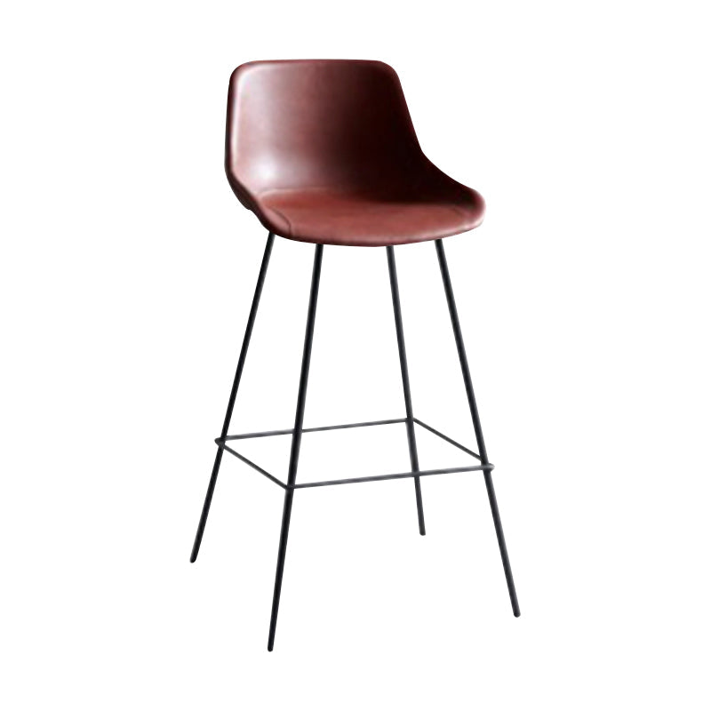 Industrial Bucket Leather Counter Bar Stool Footrest Counter Chair with Black Base Clearhalo 'Bar Furniture' 'Bar Stools' 'bar_stools' 'furn' 'furn_bar_stools' 'Furniture' 'Kitchen & Dining Furniture' 5725279