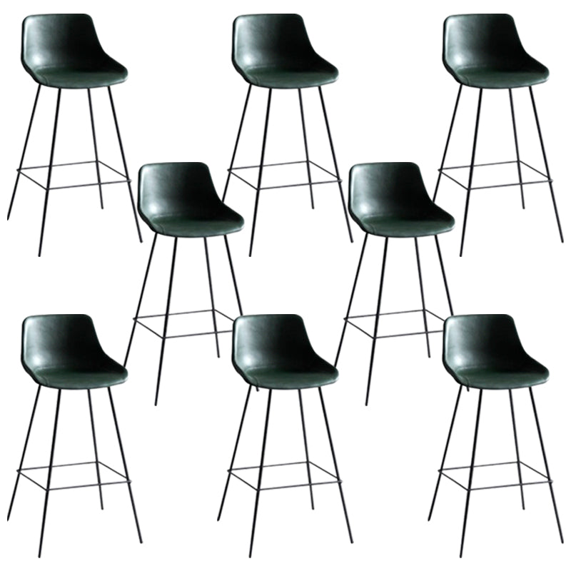 Industrial Bucket Leather Counter Bar Stool Footrest Counter Chair with Black Base Green 8 Piece Set Clearhalo 'Bar Furniture' 'Bar Stools' 'bar_stools' 'furn' 'furn_bar_stools' 'Furniture' 'Kitchen & Dining Furniture' 5725280