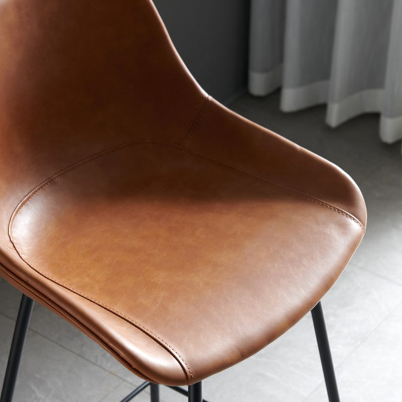 Industrial Bucket Leather Counter Bar Stool Footrest Counter Chair with Black Base Clearhalo 'Bar Furniture' 'Bar Stools' 'bar_stools' 'furn' 'furn_bar_stools' 'Furniture' 'Kitchen & Dining Furniture' 5725281