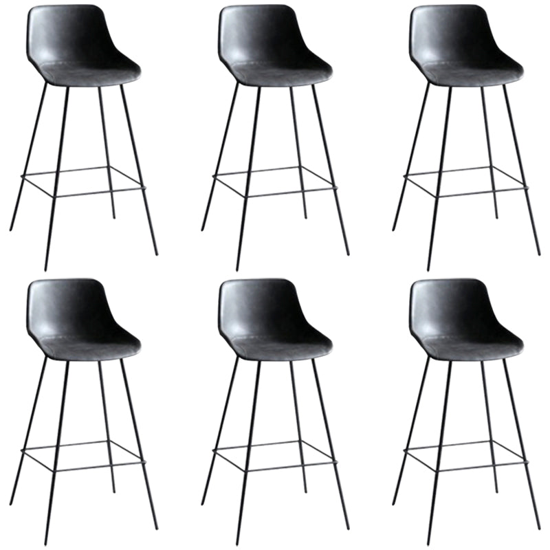 Industrial Bucket Leather Counter Bar Stool Footrest Counter Chair with Black Base Grey 6 Piece Set Clearhalo 'Bar Furniture' 'Bar Stools' 'bar_stools' 'furn' 'furn_bar_stools' 'Furniture' 'Kitchen & Dining Furniture' 5725286