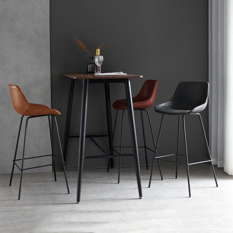 Industrial Bucket Leather Counter Bar Stool Footrest Counter Chair with Black Base Clearhalo 'Bar Furniture' 'Bar Stools' 'bar_stools' 'furn' 'furn_bar_stools' 'Furniture' 'Kitchen & Dining Furniture' 5725288