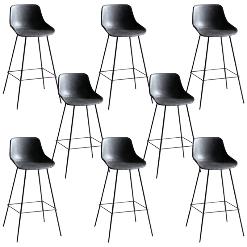 Industrial Bucket Leather Counter Bar Stool Footrest Counter Chair with Black Base Grey 8 Piece Set Clearhalo 'Bar Furniture' 'Bar Stools' 'bar_stools' 'furn' 'furn_bar_stools' 'Furniture' 'Kitchen & Dining Furniture' 5725289