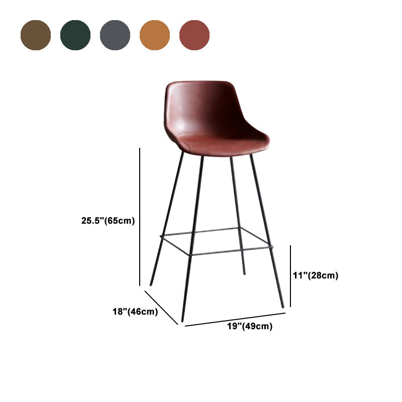 Industrial Bucket Leather Counter Bar Stool Footrest Counter Chair with Black Base Clearhalo 'Bar Furniture' 'Bar Stools' 'bar_stools' 'furn' 'furn_bar_stools' 'Furniture' 'Kitchen & Dining Furniture' 5725304