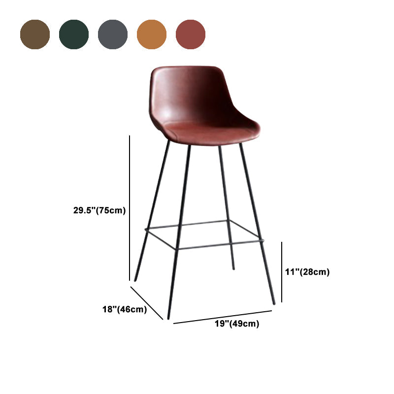 Industrial Bucket Leather Counter Bar Stool Footrest Counter Chair with Black Base Clearhalo 'Bar Furniture' 'Bar Stools' 'bar_stools' 'furn' 'furn_bar_stools' 'Furniture' 'Kitchen & Dining Furniture' 5725305