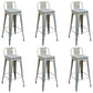Contemporary Metal Barstool Low Back Counter Stool with Iorn 4 Legs