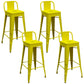 Contemporary Metal Barstool Low Back Counter Stool with Iorn 4 Legs