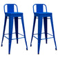 Contemporary Metal Barstool Low Back Counter Stool with Iorn 4 Legs