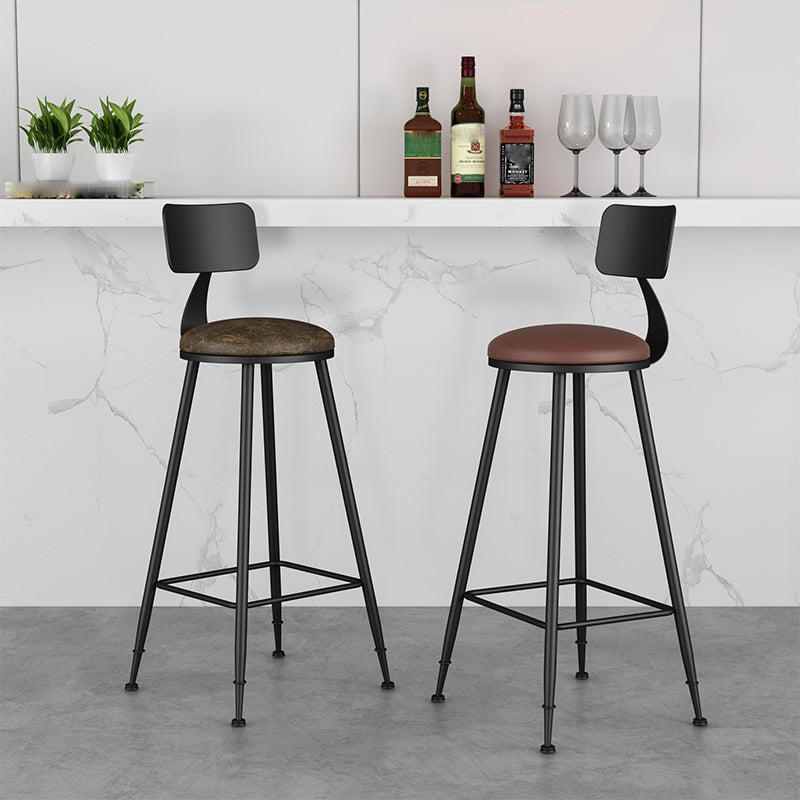 Modern Backrest Counter Stool Iron Bar Stool with Leather Cushion and Pedal for Cafe Clearhalo 'Bar Furniture' 'Bar Stools' 'bar_stools' 'furn' 'furn_bar_stools' 'Furniture' 'Kitchen & Dining Furniture' 5725372