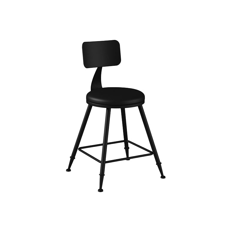 Modern Backrest Counter Stool Iron Bar Stool with Leather Cushion and Pedal for Cafe Black 1 Piece Short Stool(18"H) Clearhalo 'Bar Furniture' 'Bar Stools' 'bar_stools' 'furn' 'furn_bar_stools' 'Furniture' 'Kitchen & Dining Furniture' 5725373