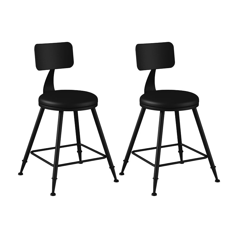 Modern Backrest Counter Stool Iron Bar Stool with Leather Cushion and Pedal for Cafe Black 2 Piece Set Short Stool(18"H) Clearhalo 'Bar Furniture' 'Bar Stools' 'bar_stools' 'furn' 'furn_bar_stools' 'Furniture' 'Kitchen & Dining Furniture' 5725375