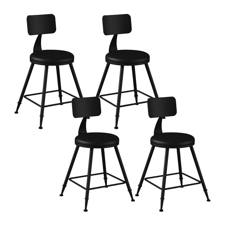Modern Backrest Counter Stool Iron Bar Stool with Leather Cushion and Pedal for Cafe Black 4 Piece Set Short Stool(18"H) Clearhalo 'Bar Furniture' 'Bar Stools' 'bar_stools' 'furn' 'furn_bar_stools' 'Furniture' 'Kitchen & Dining Furniture' 5725377