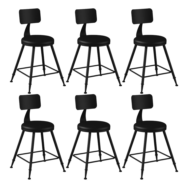 Modern Backrest Counter Stool Iron Bar Stool with Leather Cushion and Pedal for Cafe Black 6 Piece Set Short Stool(18"H) Clearhalo 'Bar Furniture' 'Bar Stools' 'bar_stools' 'furn' 'furn_bar_stools' 'Furniture' 'Kitchen & Dining Furniture' 5725378