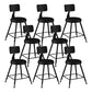 Modern Backrest Counter Stool Iron Bar Stool with Leather Cushion and Pedal for Cafe Black 8 Piece Set Short Stool(18"H) Clearhalo 'Bar Furniture' 'Bar Stools' 'bar_stools' 'furn' 'furn_bar_stools' 'Furniture' 'Kitchen & Dining Furniture' 5725381