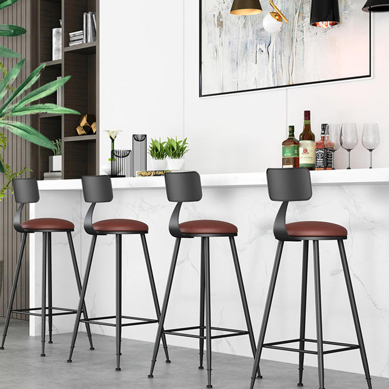 Modern Backrest Counter Stool Iron Bar Stool with Leather Cushion and Pedal for Cafe Clearhalo 'Bar Furniture' 'Bar Stools' 'bar_stools' 'furn' 'furn_bar_stools' 'Furniture' 'Kitchen & Dining Furniture' 5725382
