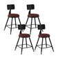 Modern Backrest Counter Stool Iron Bar Stool with Leather Cushion and Pedal for Cafe Burgundy 4 Piece Set Short Stool(18"H) Clearhalo 'Bar Furniture' 'Bar Stools' 'bar_stools' 'furn' 'furn_bar_stools' 'Furniture' 'Kitchen & Dining Furniture' 5725387