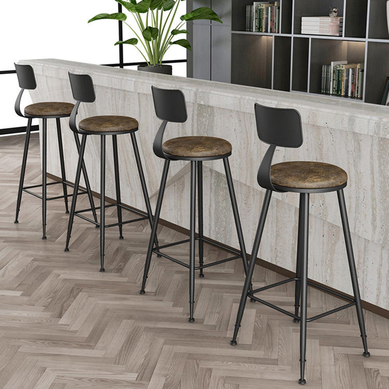 Modern Backrest Counter Stool Iron Bar Stool with Leather Cushion and Pedal for Cafe Clearhalo 'Bar Furniture' 'Bar Stools' 'bar_stools' 'furn' 'furn_bar_stools' 'Furniture' 'Kitchen & Dining Furniture' 5725389