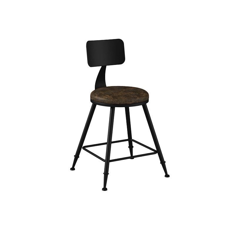 Modern Backrest Counter Stool Iron Bar Stool with Leather Cushion and Pedal for Cafe Brown 1 Piece Clearhalo 'Bar Furniture' 'Bar Stools' 'bar_stools' 'furn' 'furn_bar_stools' 'Furniture' 'Kitchen & Dining Furniture' 5725392