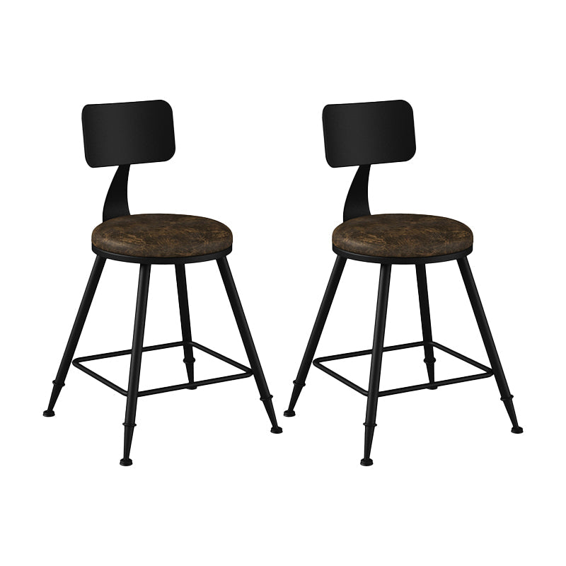 Modern Backrest Counter Stool Iron Bar Stool with Leather Cushion and Pedal for Cafe Brown 2 Piece Set Clearhalo 'Bar Furniture' 'Bar Stools' 'bar_stools' 'furn' 'furn_bar_stools' 'Furniture' 'Kitchen & Dining Furniture' 5725393