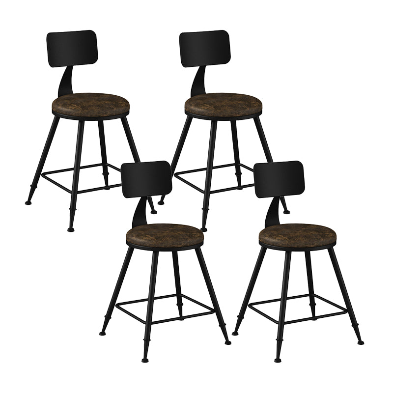 Modern Backrest Counter Stool Iron Bar Stool with Leather Cushion and Pedal for Cafe Brown 4 Piece Set Clearhalo 'Bar Furniture' 'Bar Stools' 'bar_stools' 'furn' 'furn_bar_stools' 'Furniture' 'Kitchen & Dining Furniture' 5725394