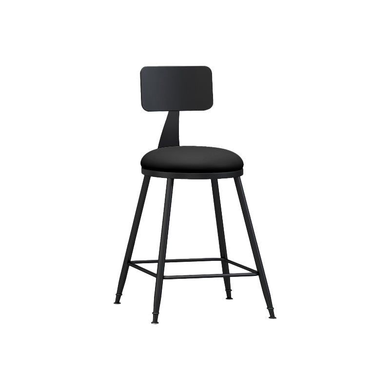 Modern Backrest Counter Stool Iron Bar Stool with Leather Cushion and Pedal for Cafe Black 1 Piece Short Stool(22"H) Clearhalo 'Bar Furniture' 'Bar Stools' 'bar_stools' 'furn' 'furn_bar_stools' 'Furniture' 'Kitchen & Dining Furniture' 5725397