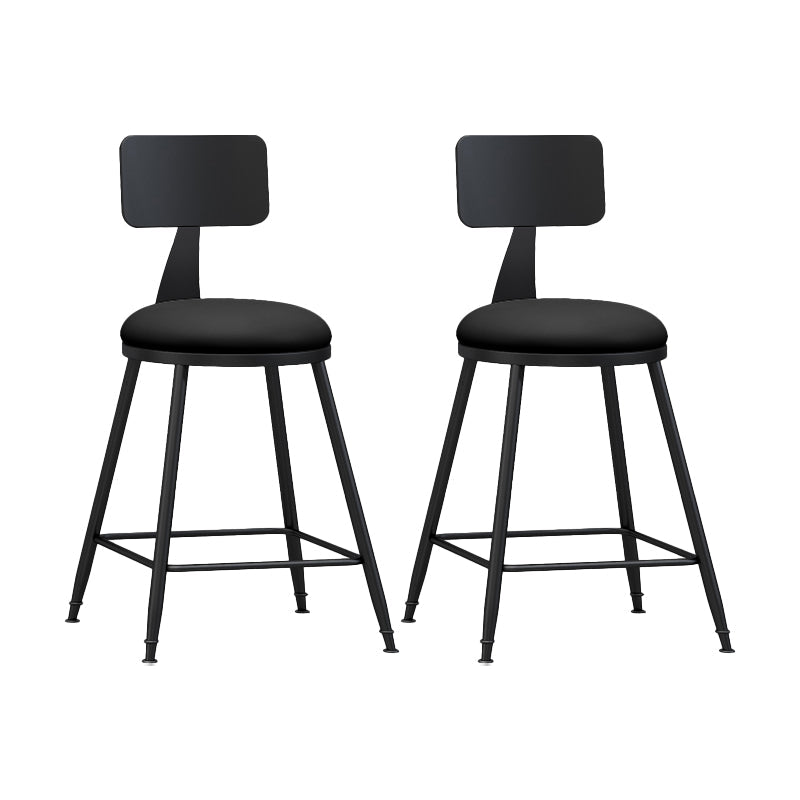 Modern Backrest Counter Stool Iron Bar Stool with Leather Cushion and Pedal for Cafe Black 2 Piece Set Short Stool(22"H) Clearhalo 'Bar Furniture' 'Bar Stools' 'bar_stools' 'furn' 'furn_bar_stools' 'Furniture' 'Kitchen & Dining Furniture' 5725398
