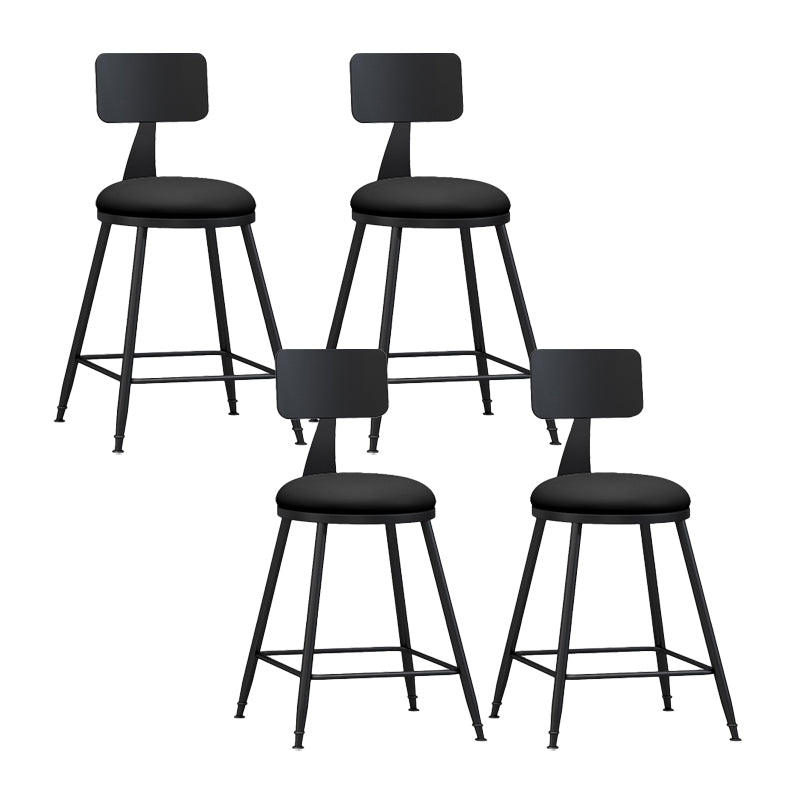 Modern Backrest Counter Stool Iron Bar Stool with Leather Cushion and Pedal for Cafe Black 4 Piece Set Short Stool(22"H) Clearhalo 'Bar Furniture' 'Bar Stools' 'bar_stools' 'furn' 'furn_bar_stools' 'Furniture' 'Kitchen & Dining Furniture' 5725399