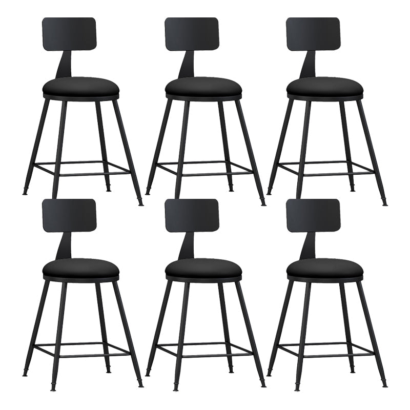 Modern Backrest Counter Stool Iron Bar Stool with Leather Cushion and Pedal for Cafe Black 6 Piece Set Short Stool(22"H) Clearhalo 'Bar Furniture' 'Bar Stools' 'bar_stools' 'furn' 'furn_bar_stools' 'Furniture' 'Kitchen & Dining Furniture' 5725400
