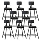 Modern Backrest Counter Stool Iron Bar Stool with Leather Cushion and Pedal for Cafe Black 8 Piece Set Short Stool(22"H) Clearhalo 'Bar Furniture' 'Bar Stools' 'bar_stools' 'furn' 'furn_bar_stools' 'Furniture' 'Kitchen & Dining Furniture' 5725401