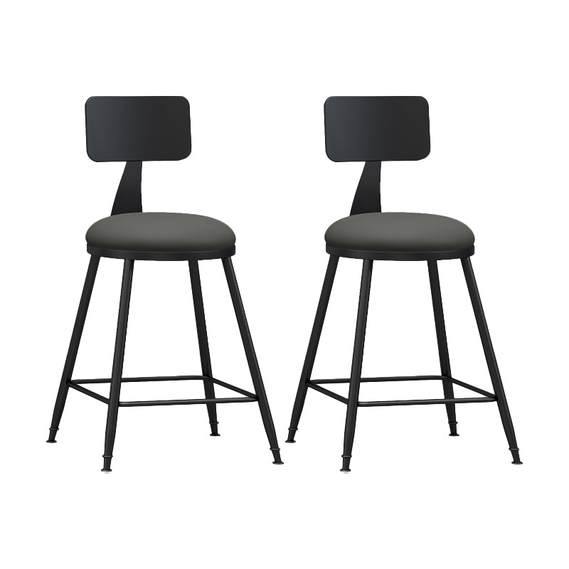Modern Backrest Counter Stool Iron Bar Stool with Leather Cushion and Pedal for Cafe Grey 2 Piece Set Short Stool(22"H) Clearhalo 'Bar Furniture' 'Bar Stools' 'bar_stools' 'furn' 'furn_bar_stools' 'Furniture' 'Kitchen & Dining Furniture' 5725403