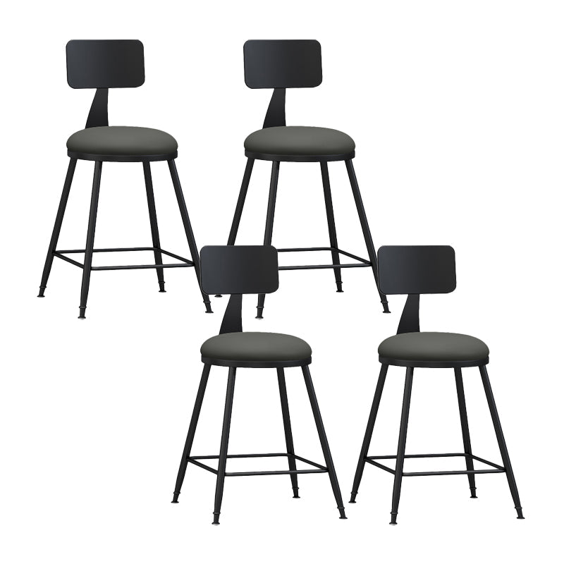 Modern Backrest Counter Stool Iron Bar Stool with Leather Cushion and Pedal for Cafe Grey 4 Piece Set Short Stool(22"H) Clearhalo 'Bar Furniture' 'Bar Stools' 'bar_stools' 'furn' 'furn_bar_stools' 'Furniture' 'Kitchen & Dining Furniture' 5725404