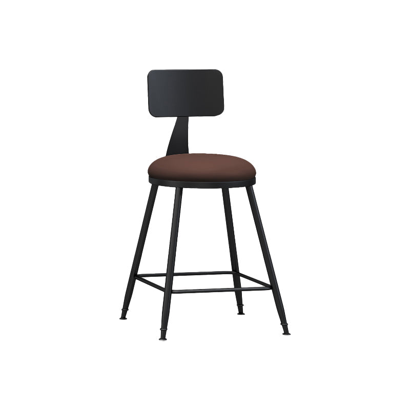 Modern Backrest Counter Stool Iron Bar Stool with Leather Cushion and Pedal for Cafe Burgundy 1 Piece Short Stool(22"H) Clearhalo 'Bar Furniture' 'Bar Stools' 'bar_stools' 'furn' 'furn_bar_stools' 'Furniture' 'Kitchen & Dining Furniture' 5725407