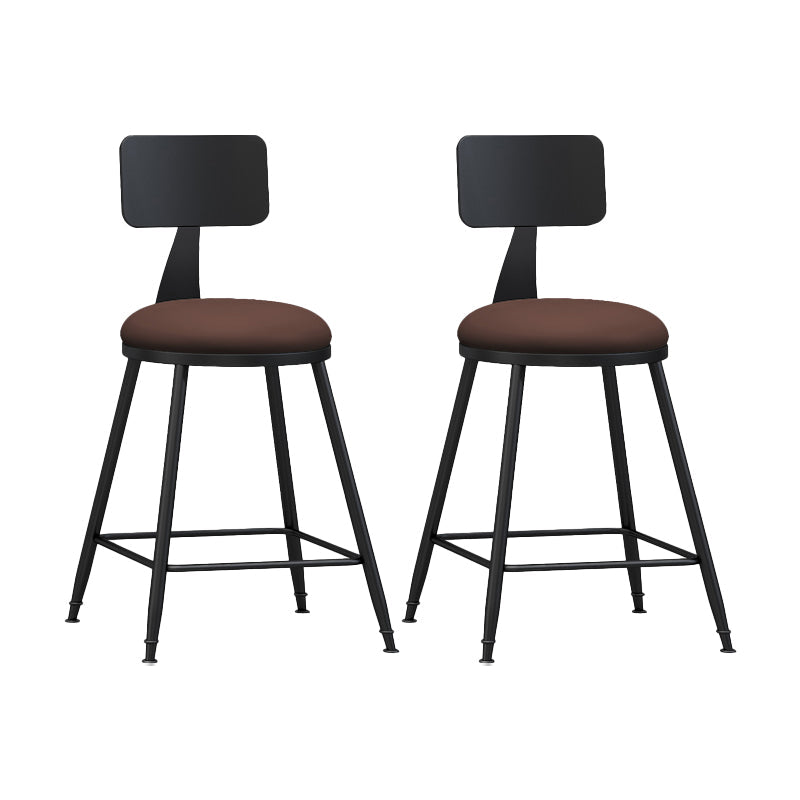 Modern Backrest Counter Stool Iron Bar Stool with Leather Cushion and Pedal for Cafe Burgundy 2 Piece Set Short Stool(22"H) Clearhalo 'Bar Furniture' 'Bar Stools' 'bar_stools' 'furn' 'furn_bar_stools' 'Furniture' 'Kitchen & Dining Furniture' 5725408
