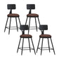 Modern Backrest Counter Stool Iron Bar Stool with Leather Cushion and Pedal for Cafe Burgundy 4 Piece Set Short Stool(22"H) Clearhalo 'Bar Furniture' 'Bar Stools' 'bar_stools' 'furn' 'furn_bar_stools' 'Furniture' 'Kitchen & Dining Furniture' 5725409