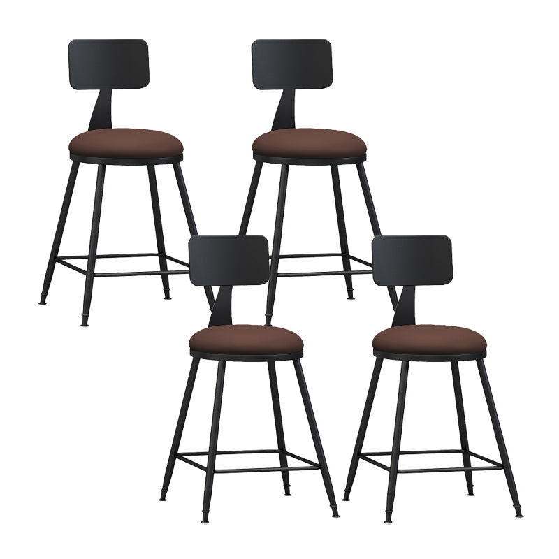 Modern Backrest Counter Stool Iron Bar Stool with Leather Cushion and Pedal for Cafe Burgundy 4 Piece Set Short Stool(22"H) Clearhalo 'Bar Furniture' 'Bar Stools' 'bar_stools' 'furn' 'furn_bar_stools' 'Furniture' 'Kitchen & Dining Furniture' 5725409