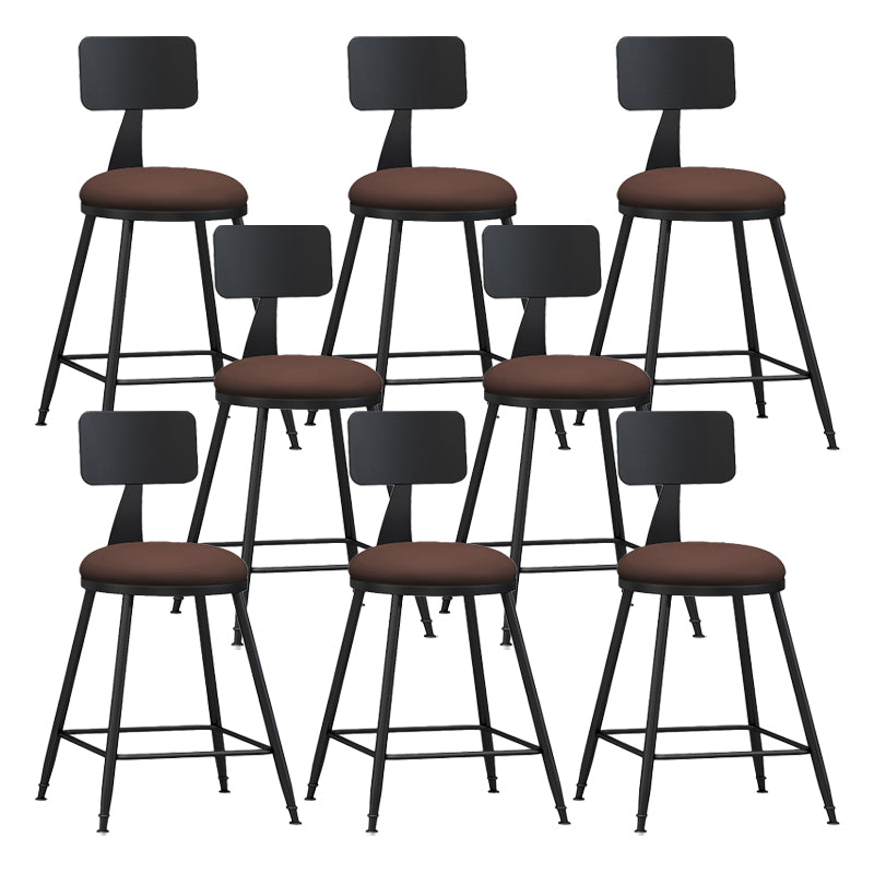 Modern Backrest Counter Stool Iron Bar Stool with Leather Cushion and Pedal for Cafe Burgundy 8 Piece Set Short Stool(22"H) Clearhalo 'Bar Furniture' 'Bar Stools' 'bar_stools' 'furn' 'furn_bar_stools' 'Furniture' 'Kitchen & Dining Furniture' 5725411